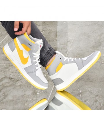 High Tops Mens Casual Sneakers Shoes Yellow Gray
